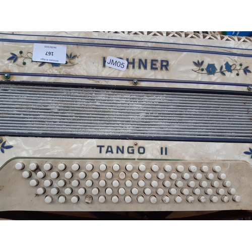 167 - A vintage Hohner Tango II mother of pearl effect 80 bass accordion