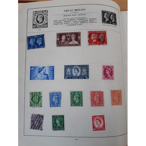 169 - Two stamp albums to include a red ‘Strand’ and a ‘Lancaster Major’, each containing a selection of w... 