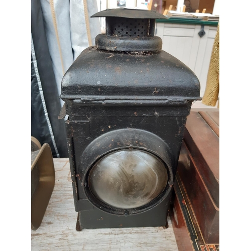 189 - A black ‘Adlake’ Non sweating railway signal lantern