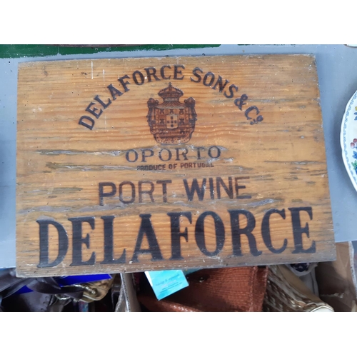 197 - A vintage ‘Delaforce Sons & Co, Port Wine Delaforce’ wooden crate front