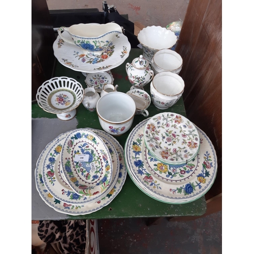 198 - A collection of mixed china to include ‘Minton Haddon Hall’ side plates, ‘Masons Regency’ dinner war... 