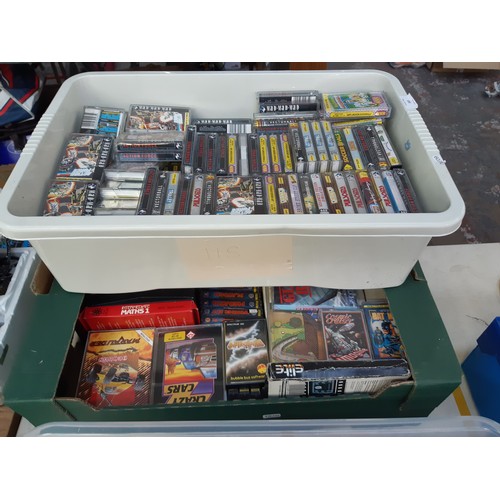 163 - Two boxes containing a large collection of Sinclair ZX Spectrum games (both 48k and 128k games) to i... 