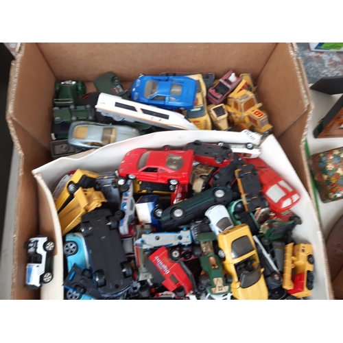 202 - Two boxes containing a large collection of die cast vehicles to include Days Gone By, Corgi, Maisto ... 