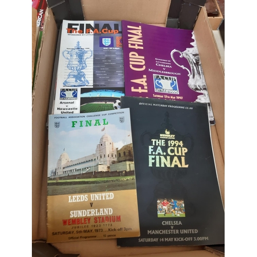 203 - A collection of FA cup final match programmes to include Arsenal V Liverpool, Leeds United V Sunderl... 