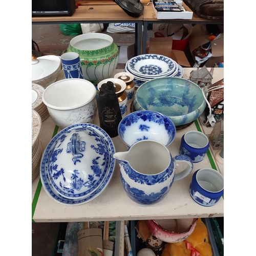 209 - A collection of mixed China to include blue and white Minton ‘Delft’ lidded tureen, Copeland Spode I... 