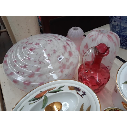 230 - A collection of mixed china and glassware to include   four Royal Worcester Evesham pattern tureens,... 