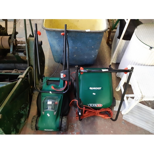 738 - Two pieces of Qualcast gardening equipment to include an ELAN 32 cylinder lawn mower and a CLMF2433M... 