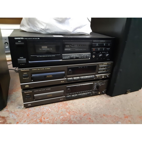 767 - Five items of Hi-Fi separates to include Technics SL-PG520A CD player and SL-PG200A CD Player, Onkyo... 