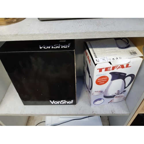 782 - Two boxed items to include a Tefal jug kettle and a Vonshef hot water dispenser