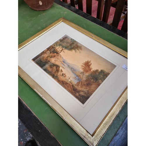 140 - A well detailed 19th century watercolour of a Scottish Highland farming scene with a mountain, lake,... 