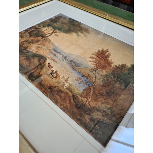 140 - A well detailed 19th century watercolour of a Scottish Highland farming scene with a mountain, lake,... 