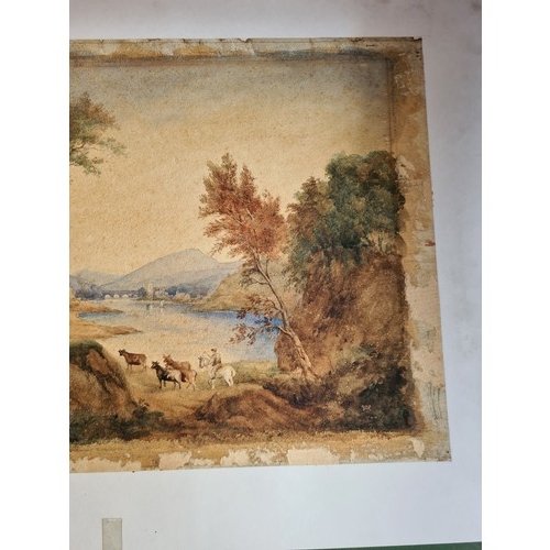 140 - A well detailed 19th century watercolour of a Scottish Highland farming scene with a mountain, lake,... 