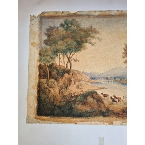 140 - A well detailed 19th century watercolour of a Scottish Highland farming scene with a mountain, lake,... 