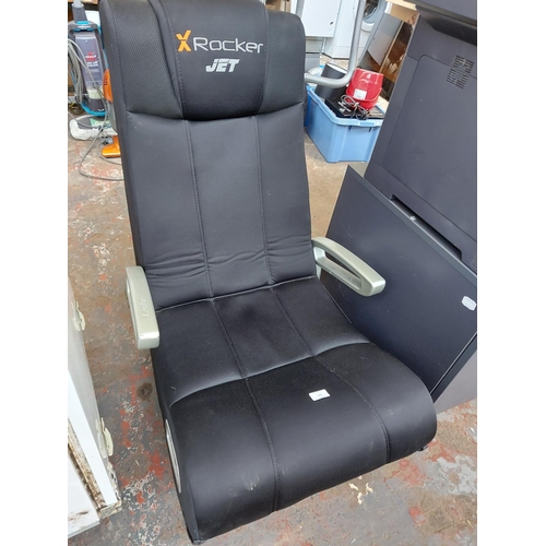 949 - A black and grey X-Rocker Jet gaming chair