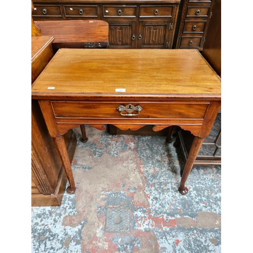 528 - A Georgian mahogany side table on cabriole supports with one drawer - measuring approx. 73cm high, 7... 