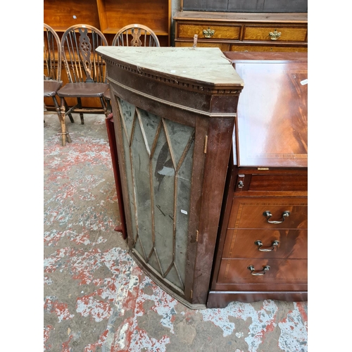 532 - A Georgian style inlaid mahogany effect bureau with fall front and three lower drawers and a mahogan... 