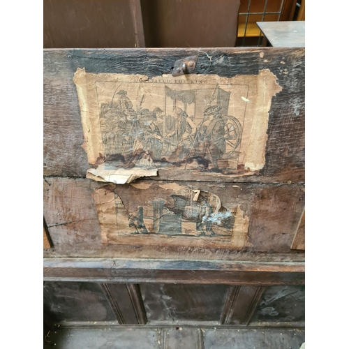 594 - An 18th century oak coffer - measuring approx. 54cm high, 94cm wide and 45cm deep (see condition rep... 