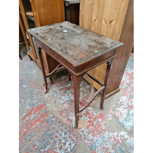 598 - An Edwardian mahogany concealed writing desk - measuring approx. 80cm high, 68cm wide and 44cm deep ... 