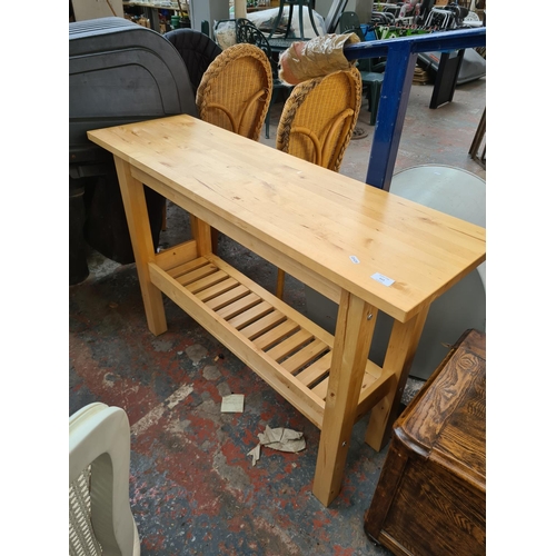 615 - A modern pine two tier kitchen island