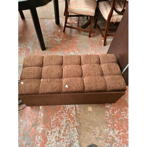 621 - A Crownbeds brown upholstered ottoman