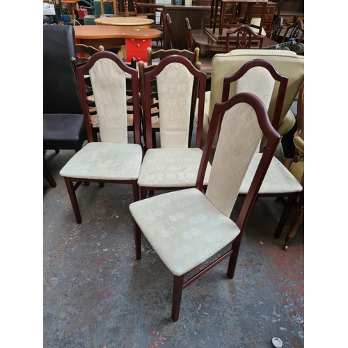 662 - Four Caxton mahogany dining chairs with white upholstery