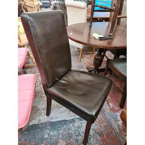 637 - Fourteen brown leatherette dining chairs (see condition report)