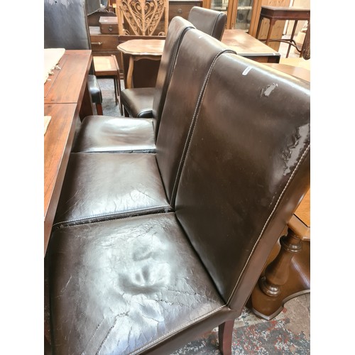 637 - Fourteen brown leatherette dining chairs (see condition report)