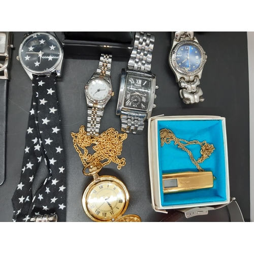 66 - Twenty two various ladies and mens fashion wristwatches