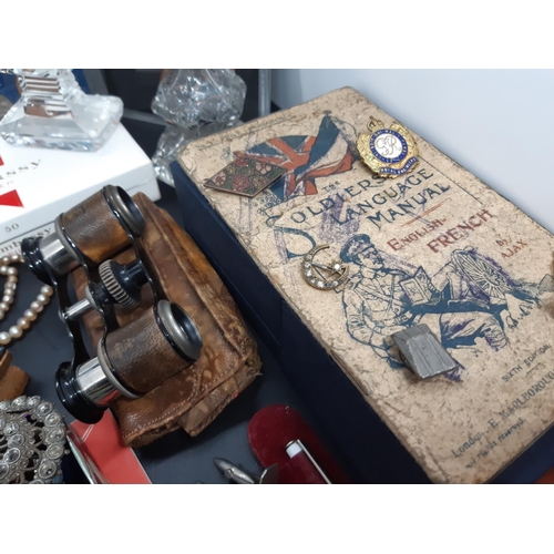 67 - A box containing various collectables and curios to include cut glass atomizers, cut glass perfume b... 