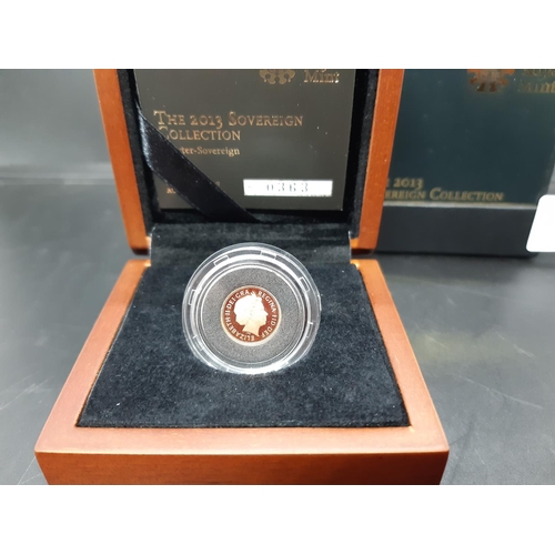 68 - A cased Royal Mint 60th Anniversary of the Queens Coronation 2013 quarter sovereign - No. 0363 of 56... 