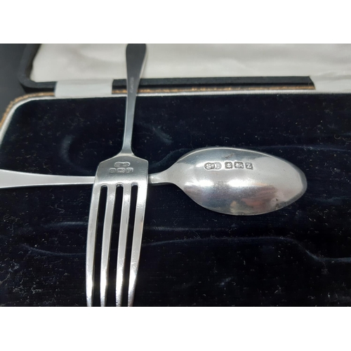 102 - A cased hallmarked Birmingham silver fork and spoon set by William Suckling dated 1923