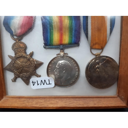 115 - A trio of WW1 medals presented to SJT. J.W.Breeze of the Cheshire regiment to include a 1914-15 star... 