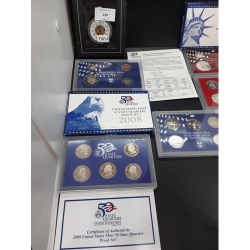 140 - A collection of five coin sets to include a Royal Canadian Mint uncirculated 2006 dollar, United Sta... 