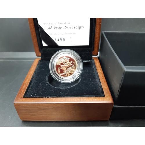 76 - A cased Royal Mint 2008 gold proof sovereign - No. 1450 of 12500, weight 7.98 grams