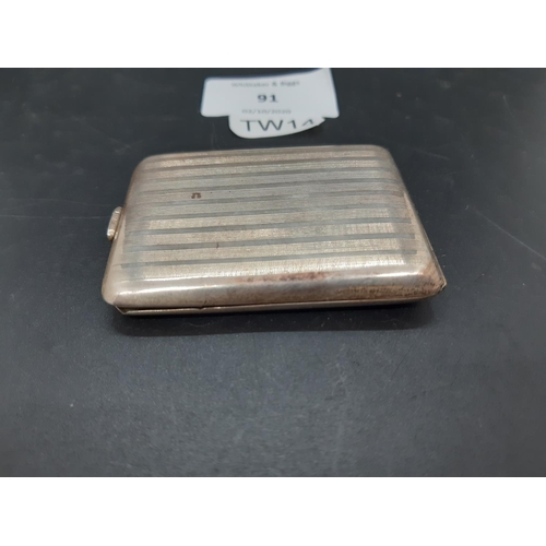 91 - A hallmarked Birmingham silver engine turned vesta case dated 1928 - approx. total weight 35 grams a... 