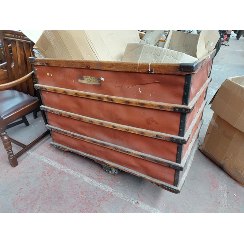 706 - A vintage wood and metal mill cart