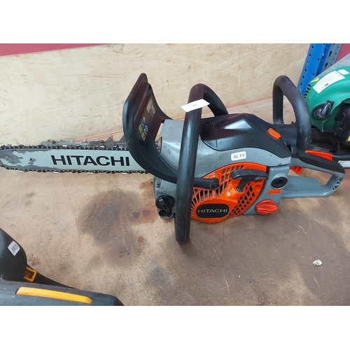 723 - An orange, black and grey Hitachi CS33EB petrol chainsaw with 13