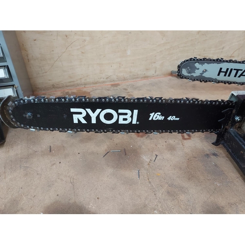 724 - A black and grey Ryobi PCM4040 petrol chainsaw with 16