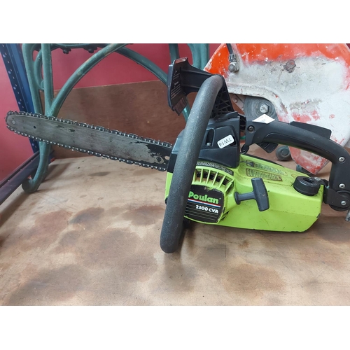 736 - Two items to include a black and green Poulan 2300CVA petrol chainsaw with 16