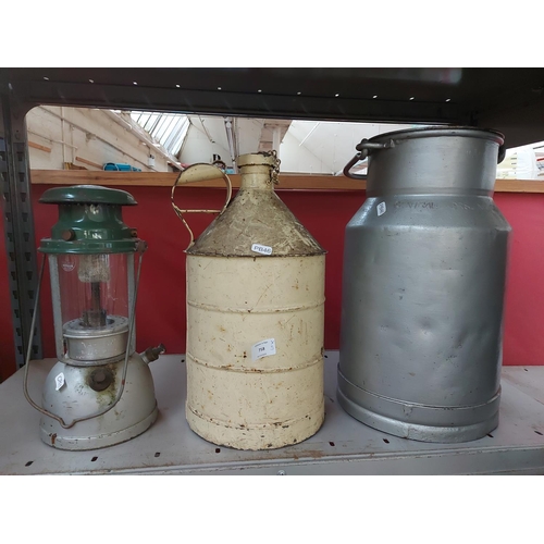 758 - Three vintage items to include a small milk churn, cream paraffin container and a Vapalux tilley sty... 