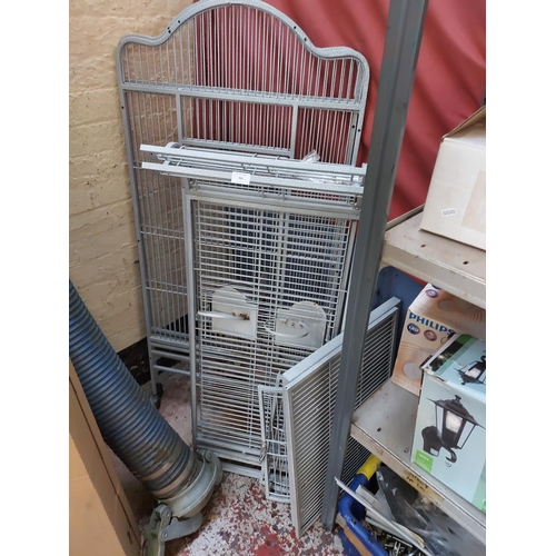 765 - A large grey metal chinchilla/parrot cage