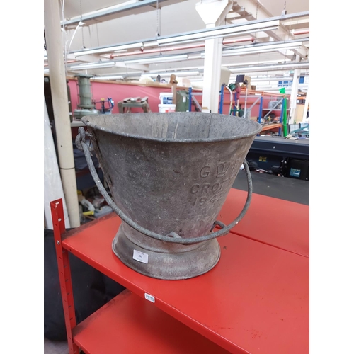 785 - A galvanised G.R. Croft coal bucket dated 1942