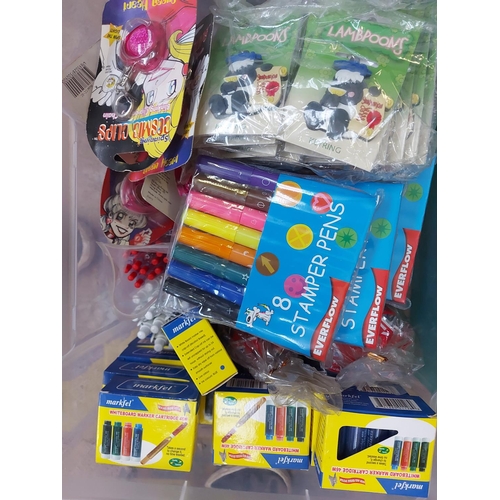 854 - Four boxes of stationary items to include ballpoint pens, felt tips, pencil leads etc.