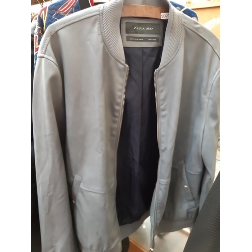 180 - Four Zara bomber jackets to include one black leather effect size XXL, two grey size XL and an as ne... 