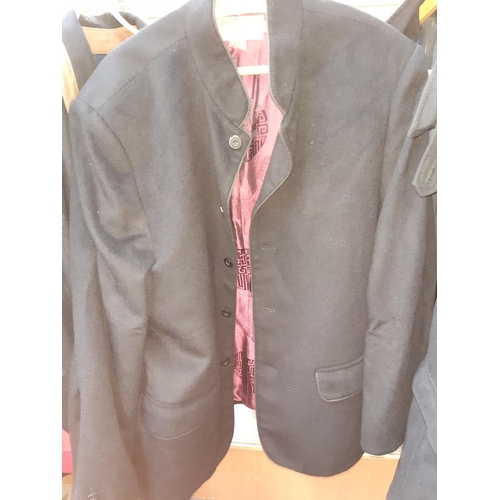 181 - Three jackets to include a Meyba naval department size 50, Studio.W size XL and a Shanghai Tang cash... 