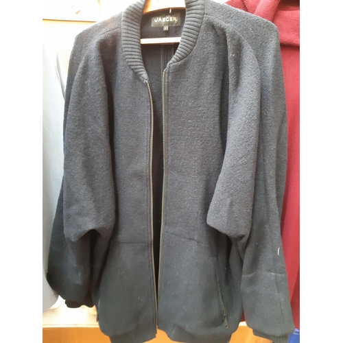 183 - Three items to include a Jaeger bomber jacket size XL, cotton blend zip up cardigan size S and an as... 