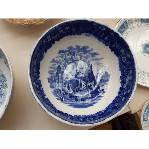 195 - Six piece of mixed china to include a Furnivals Ltd. blue and white oval serving plate, blue and whi... 