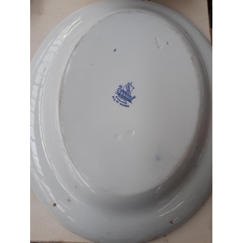 195 - Six piece of mixed china to include a Furnivals Ltd. blue and white oval serving plate, blue and whi... 