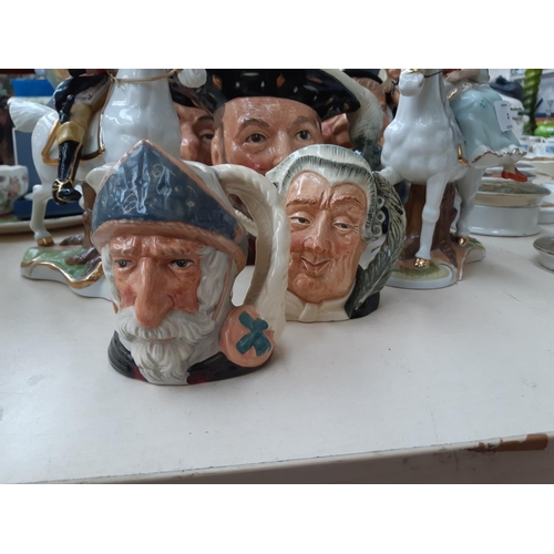 198 - Five Royal Doulton character jugs to include Mine Host D6468, Henry VIII D6642, Old Salt D6551, Don ... 