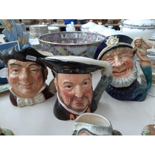 198 - Five Royal Doulton character jugs to include Mine Host D6468, Henry VIII D6642, Old Salt D6551, Don ... 